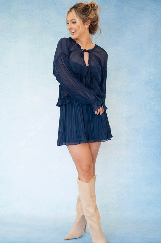 Lowen Navy Skirt Set